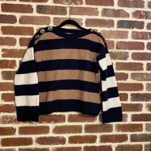 Madewell striped cropped sweater with shoulder buttons xs